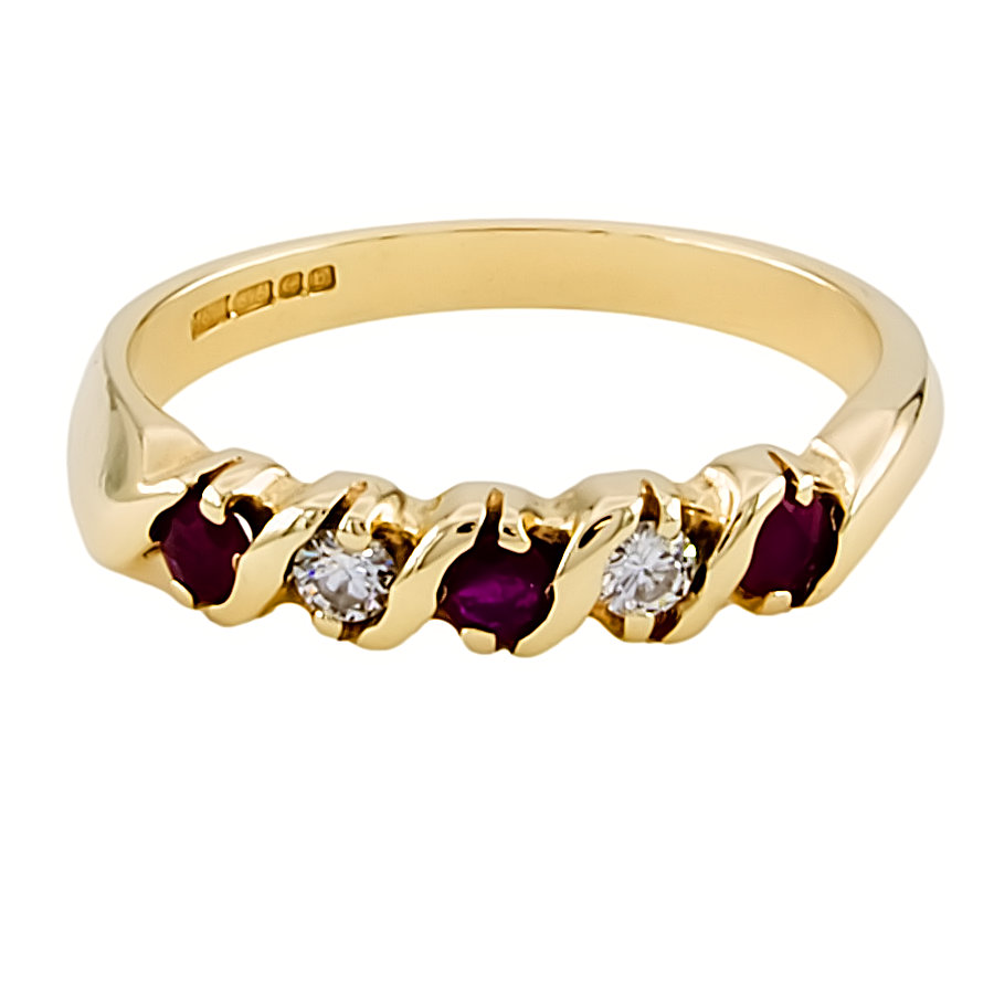 9ct gold Ruby / Cubic Zirconia Wedding Ring size M